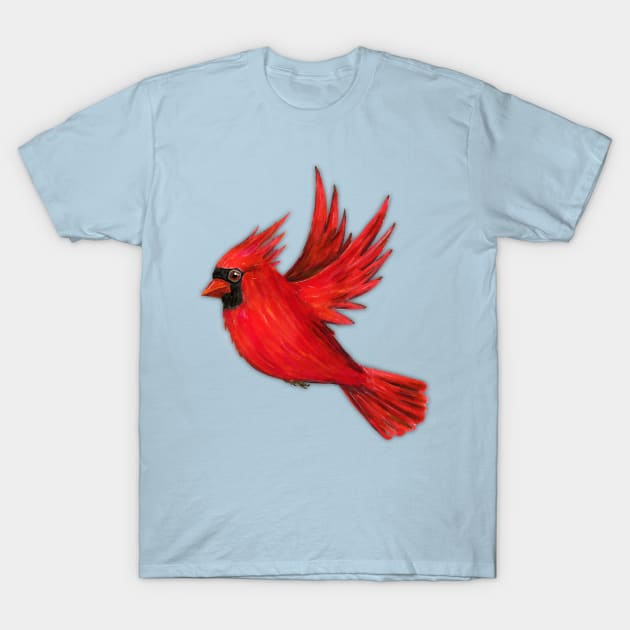 Flying northern cardinal T-Shirt by Bwiselizzy